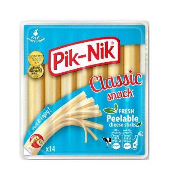 „Pik-Nik“ CLASSIC šviežios plėšomos sūrio dešrelės 40% riebumo, 280 g