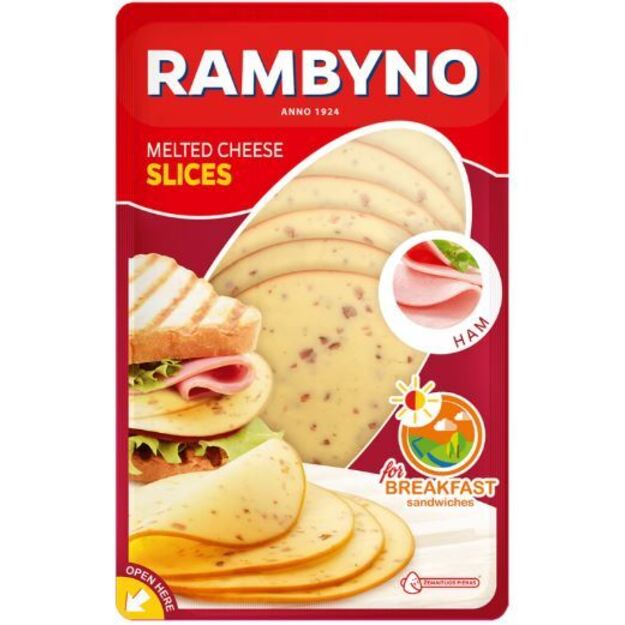Lydytas sūris „Rambyno" su kumpiu pjaustytas 45% riebumo, 150 g