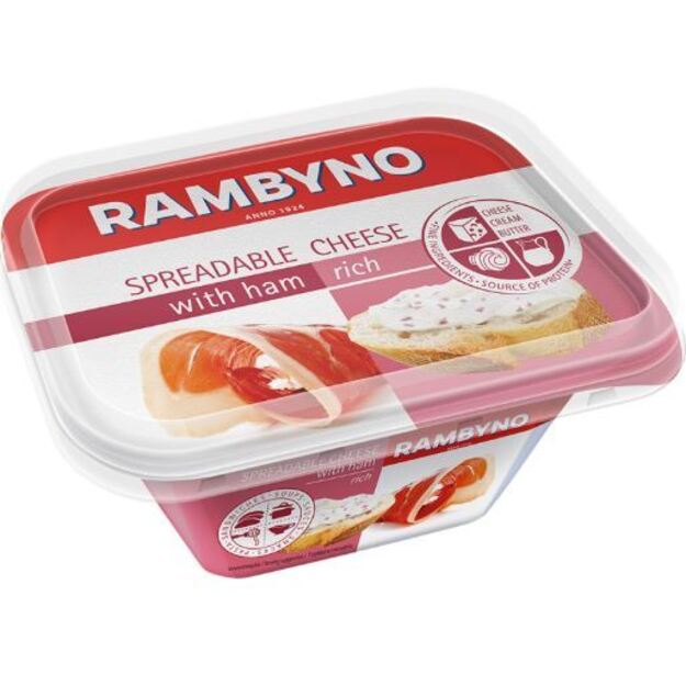 Lydytas tepamas sūrelis „RAMBYNO" su kumpiu 50% riebumo, 175 g