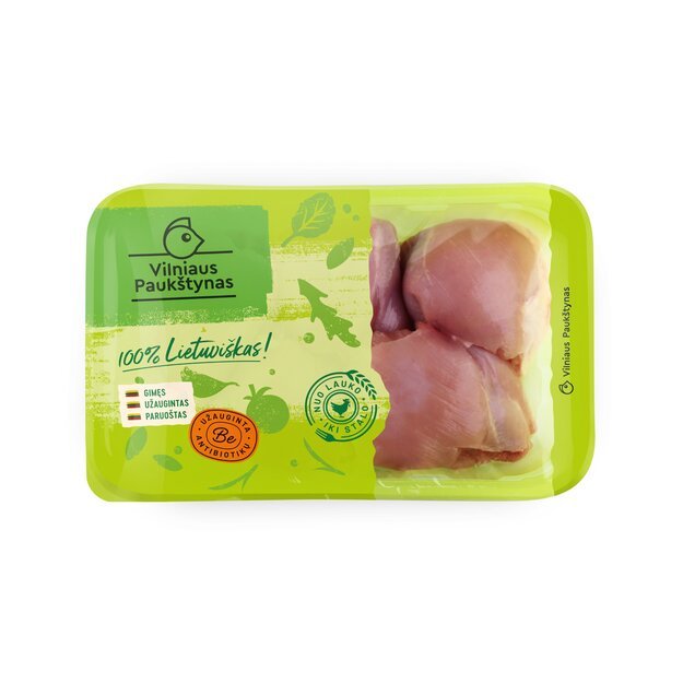 Šviežia viščiukų broilerių šlaunų mėsa be odos be antibiotikų 0.500 g