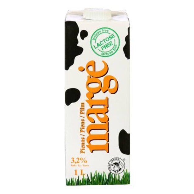 Pienas be laktozės "Margė", 3,2%, 1 l