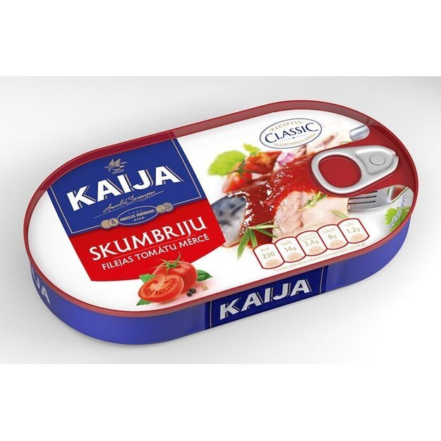 Skumbrės filė "Kaija" pomidorų padaže, 170g
