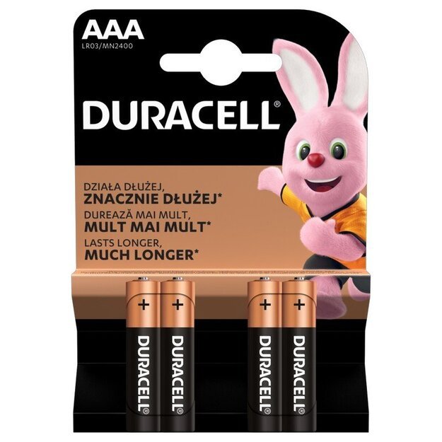 Baterijos "Duracell" AAA LR03 4vnt